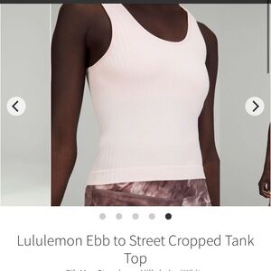 Lululemon Ebb to Street Cropped Tank Top - Rib Map Strawberry Milkshake size 6